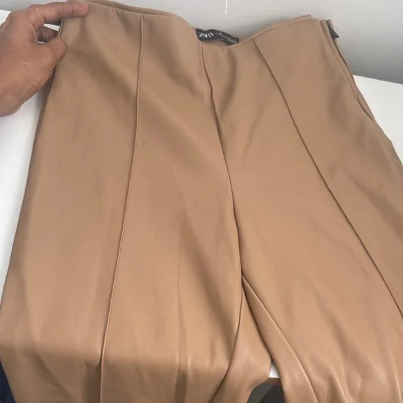ZARA faux leather Tan Women's skinny Pants size M - Picture 8 of 14